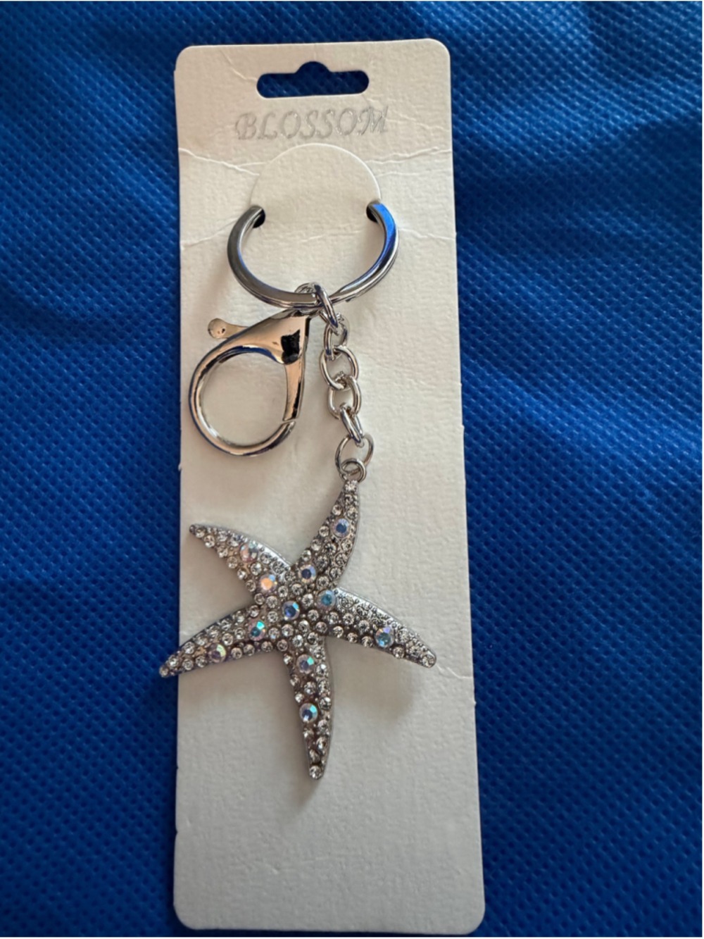 Blossom Silver Iridescent Starfish Keychain One Size